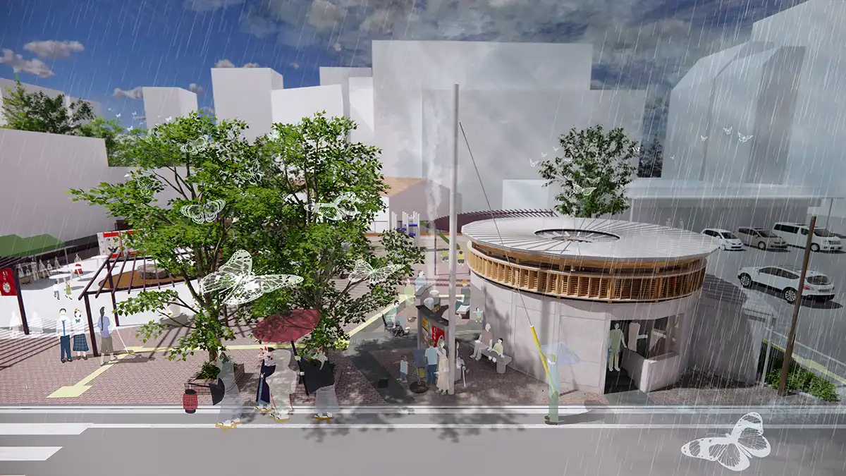 八王子船森公園トイレコンペ-蚕風車-俯瞰CG-s-八王子舩森公園